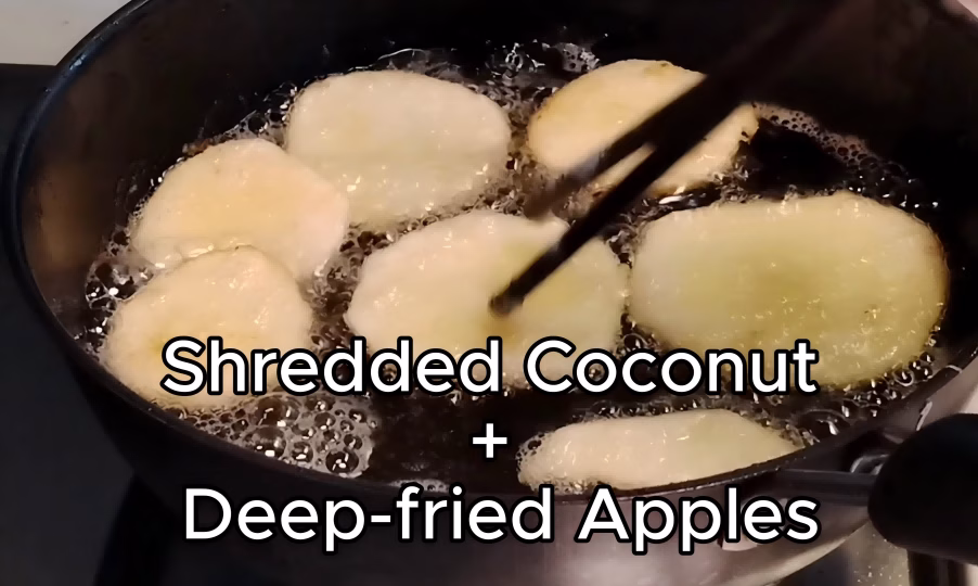 Shredded Coconut + Deep-fried Apples